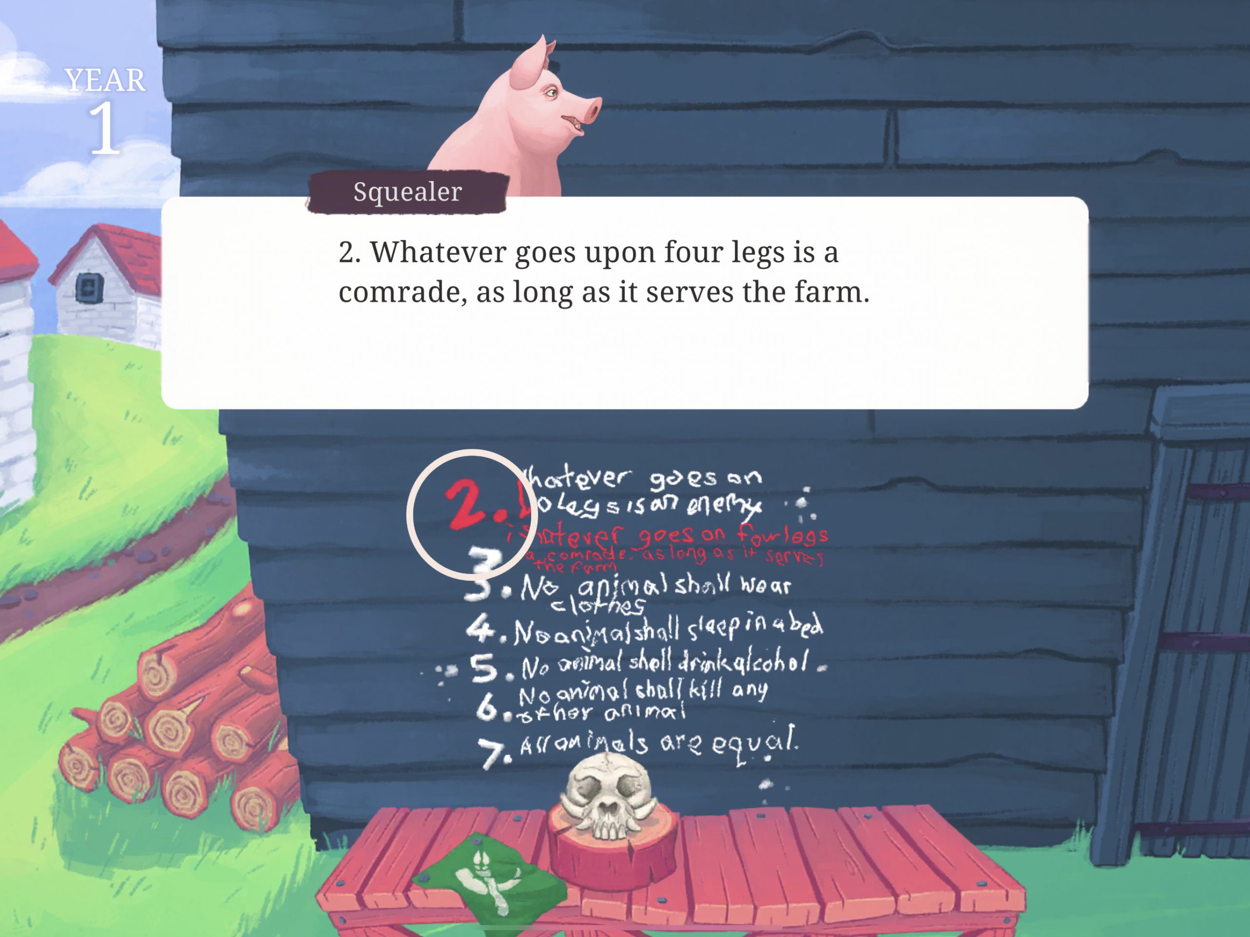 Skjermbilde fra spillet Animal Farm.